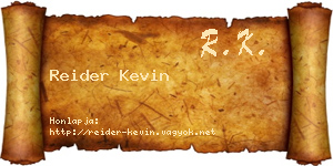 Reider Kevin névjegykártya